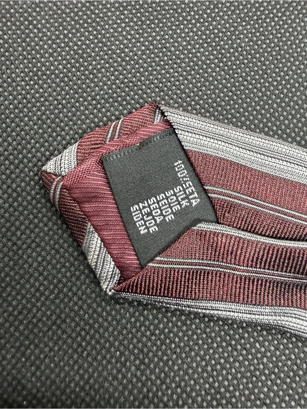 Dolce & Gabbana Italy Silk Tie Burgundy Gray Striped 59” x 3.5”